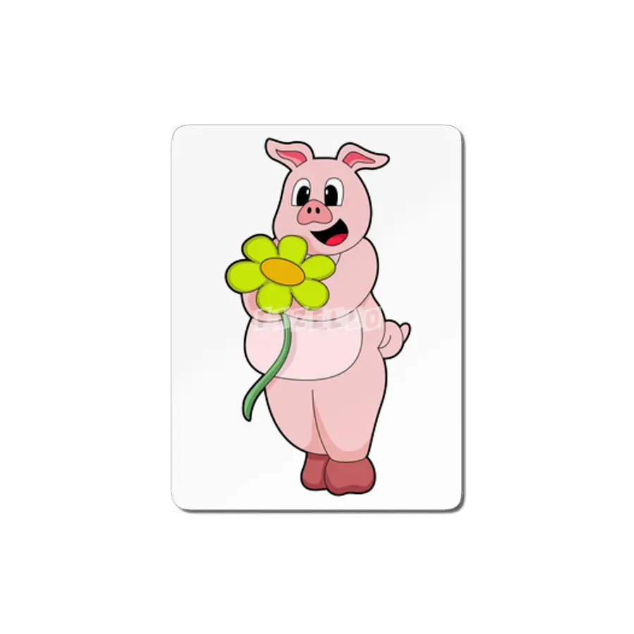 Pig with yellow Flower MDF Tablo