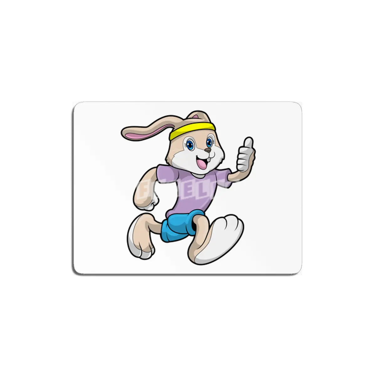 Rabbit at Jogging with Headband MDF Tablo