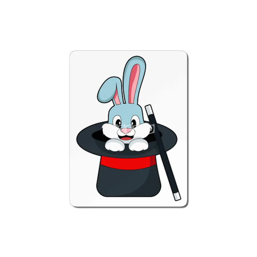 Rabbit at Magic with Wand & Hat MDF Tablo