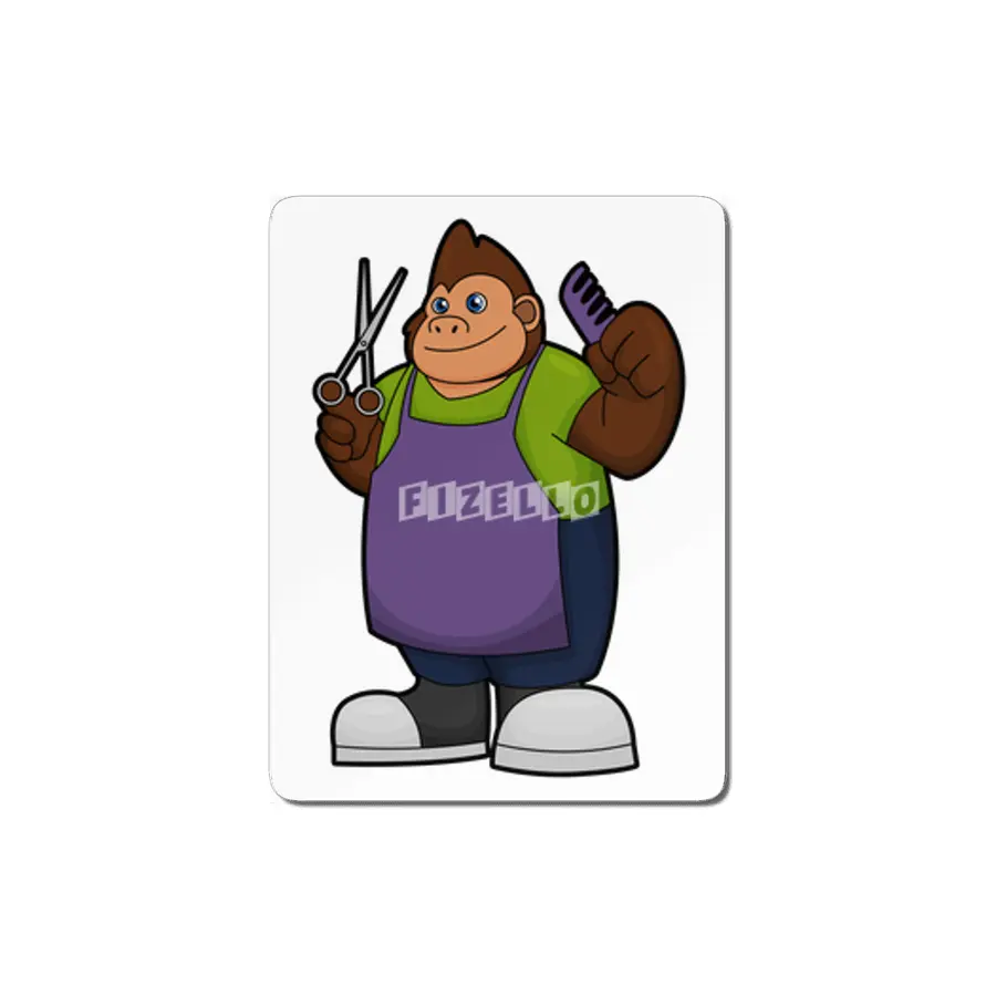 Gorilla as Hairdresser with Scissors & Comb MDF Tablo
