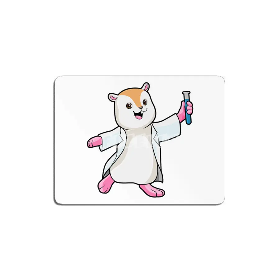 Hamster as Scientist with Test tube MDF Tablo