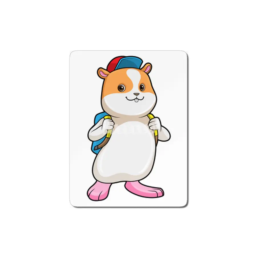 Hamster as Student with Backpack & Cap MDF Tablo