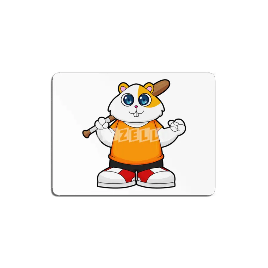 Hamster at Baseball with Baseball bat MDF Tablo