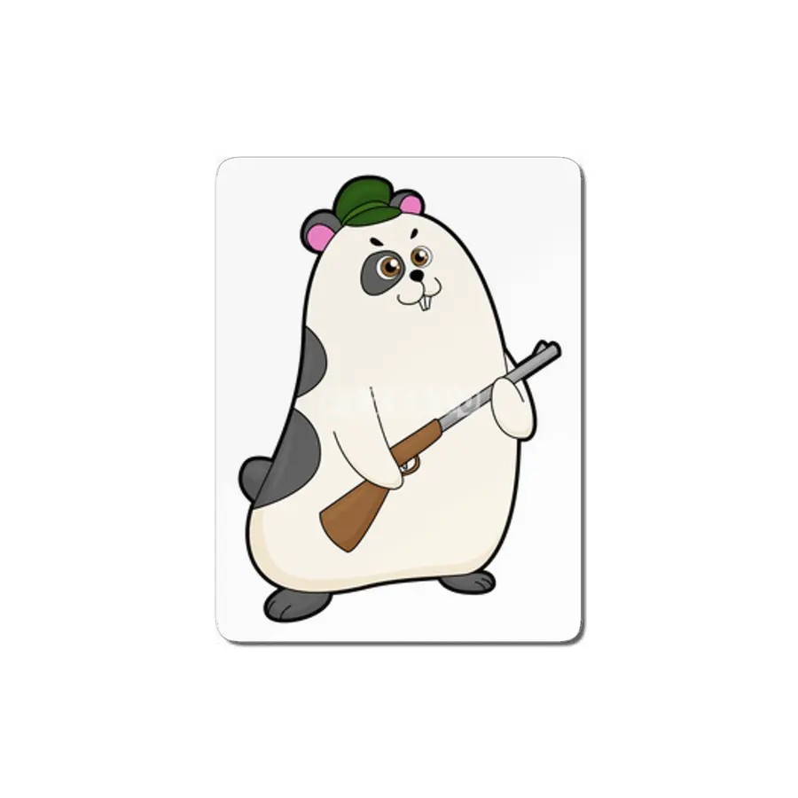 Hamster at Hunter with Gun MDF Tablo