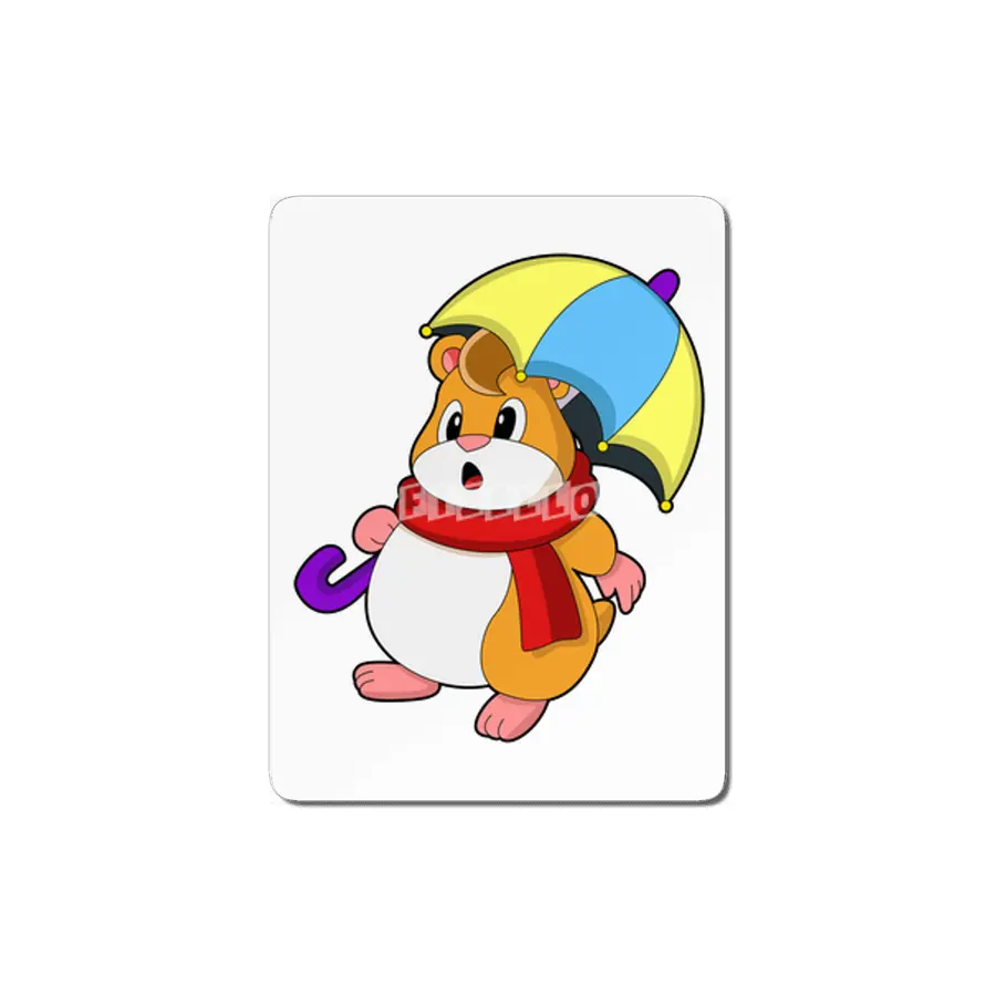 Hamster at Rain with Umbrella MDF Tablo
