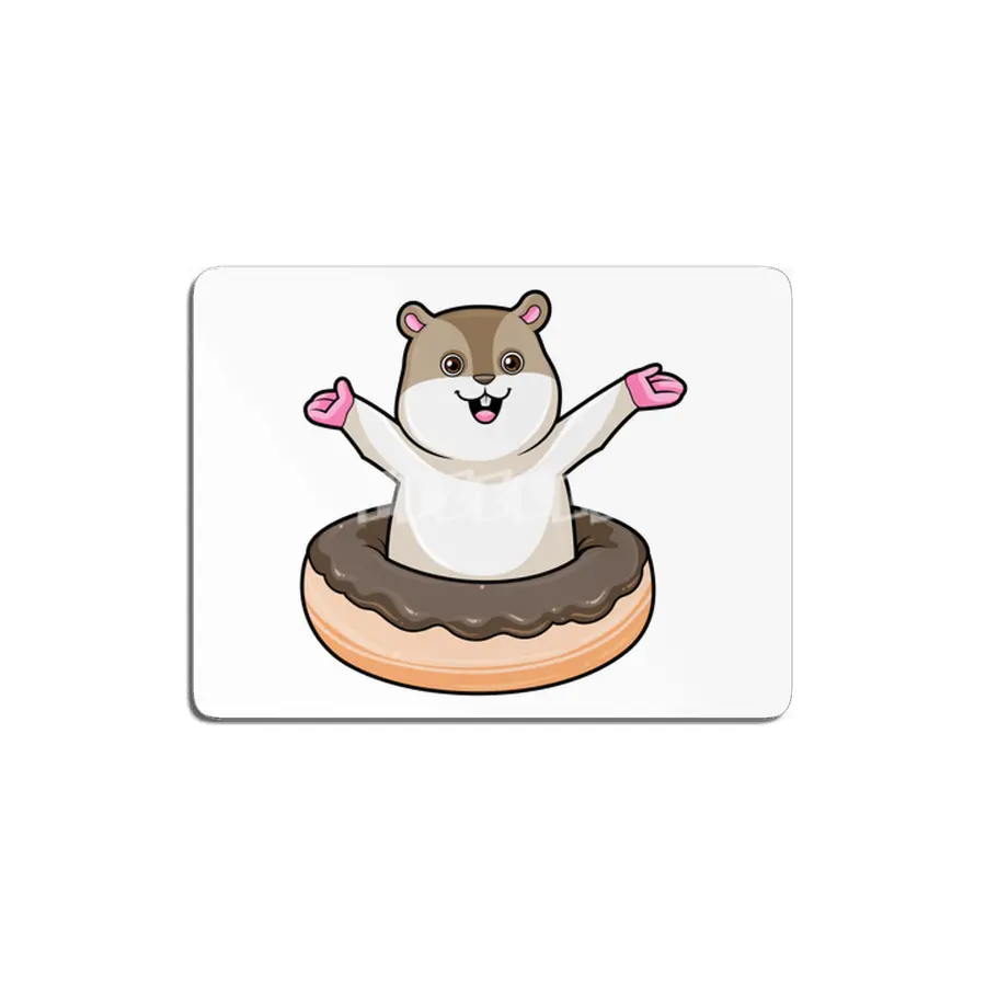 Hamster with Chocolate Donut MDF Tablo