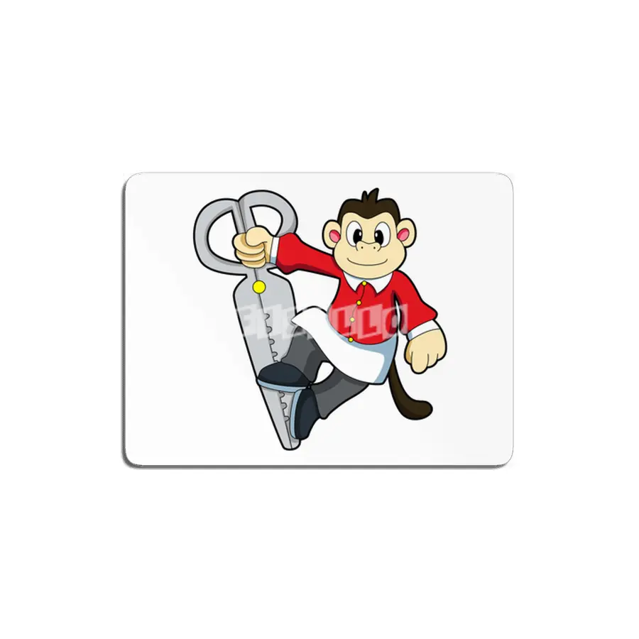 Monkey as Hairdresser with Scissors MDF Tablo