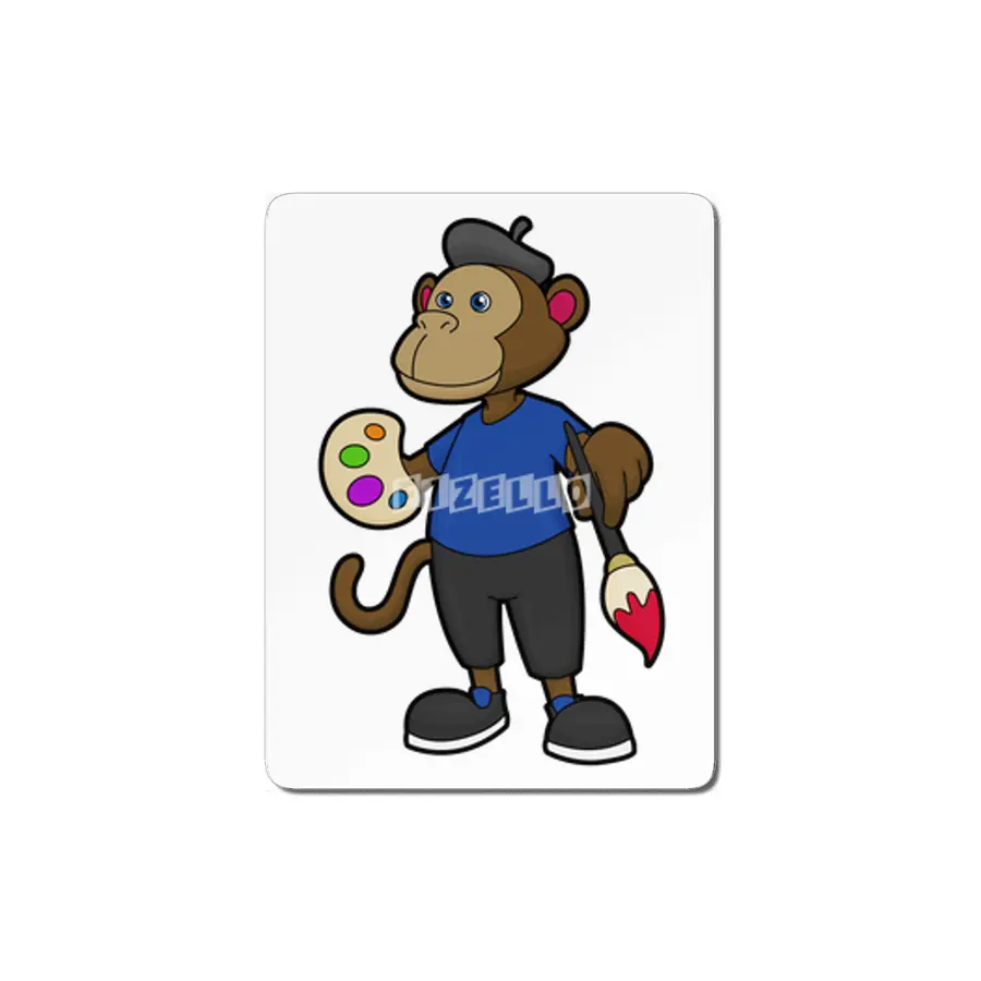 Monkey as Painter with Paint & Brush MDF Tablo
