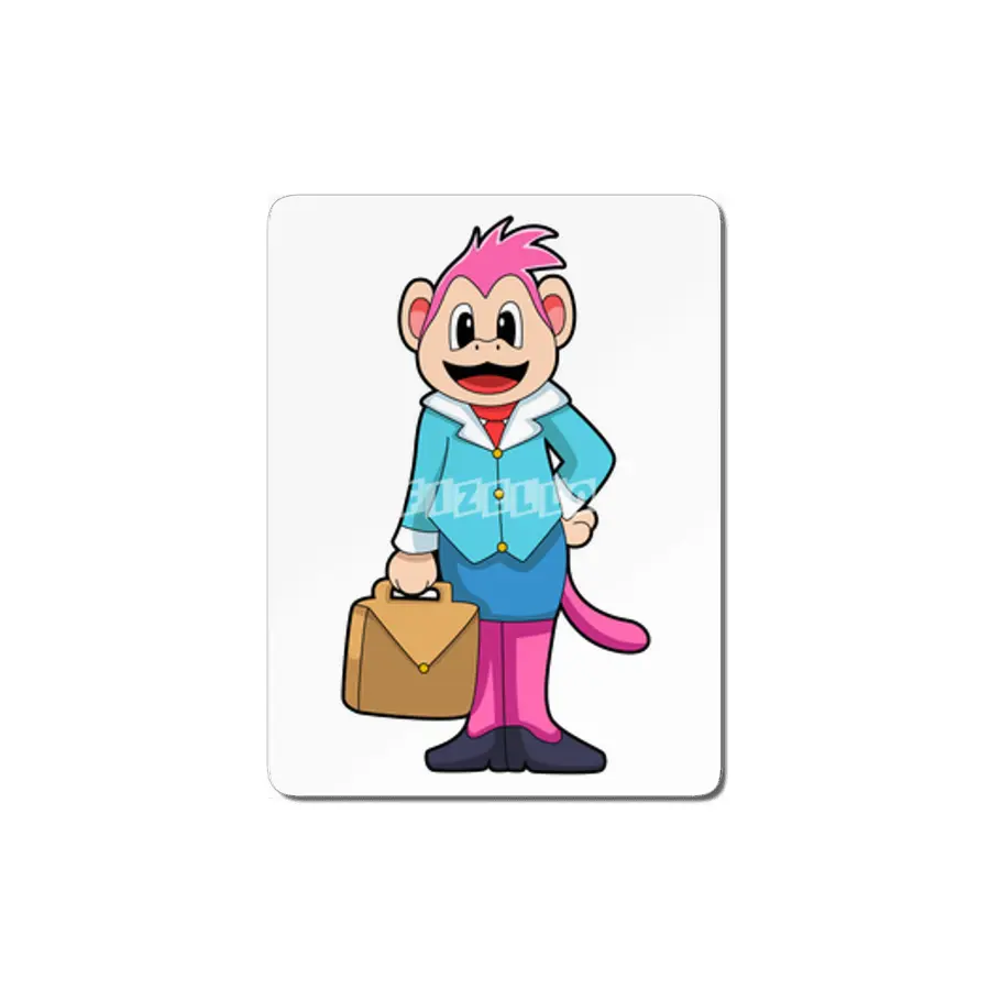 Monkey as Secretary with Bag MDF Tablo