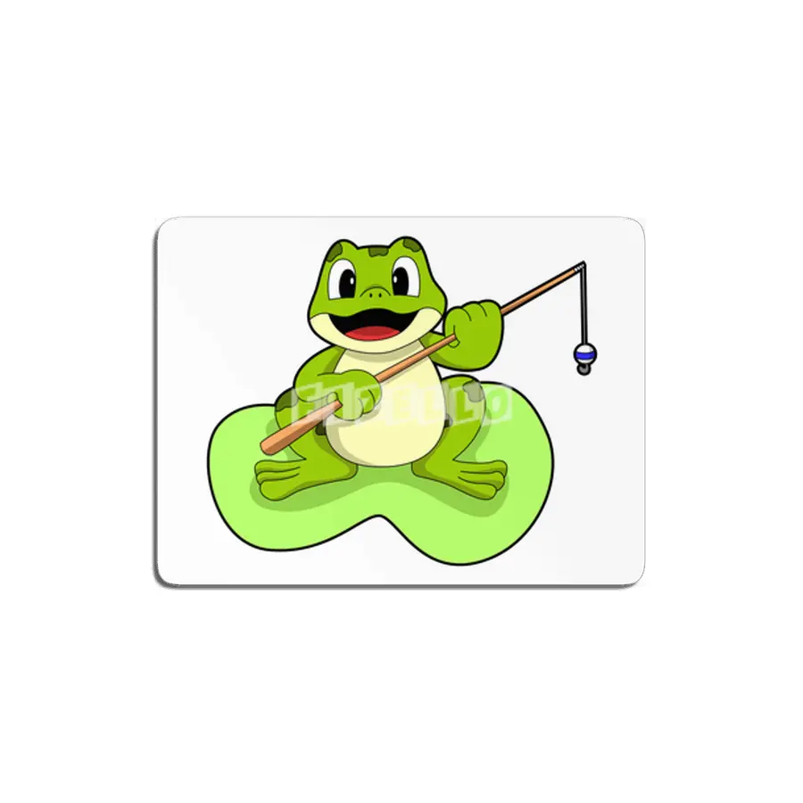 Frog at Fishing with Fishing rod MDF Tablo
