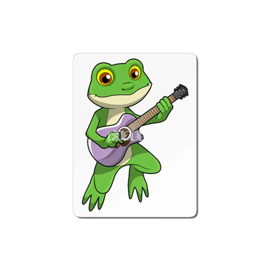Frog at Music with Guitar MDF Tablo
