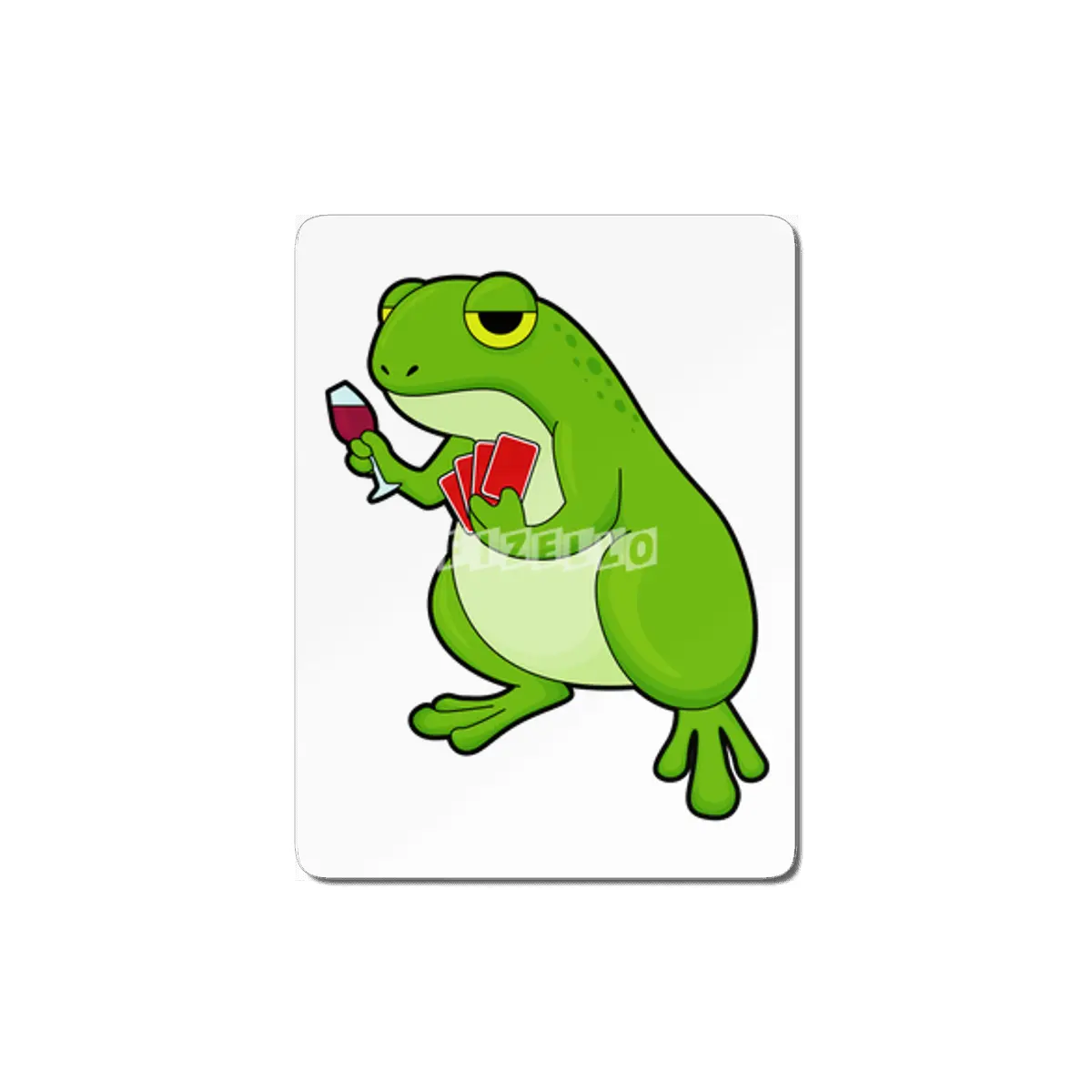 Frog at Poker with Poker cards & Glass of Red wine MDF Tablo