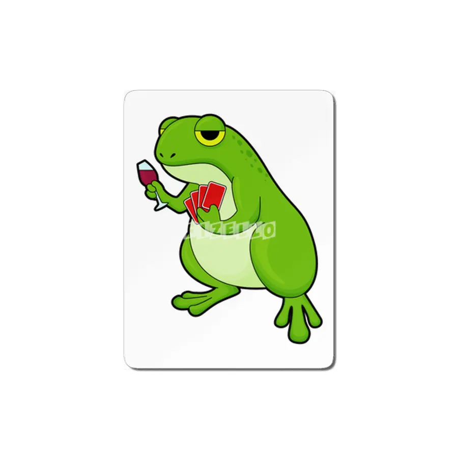 Frog at Poker with Poker cards & Glass of Red wine MDF Tablo
