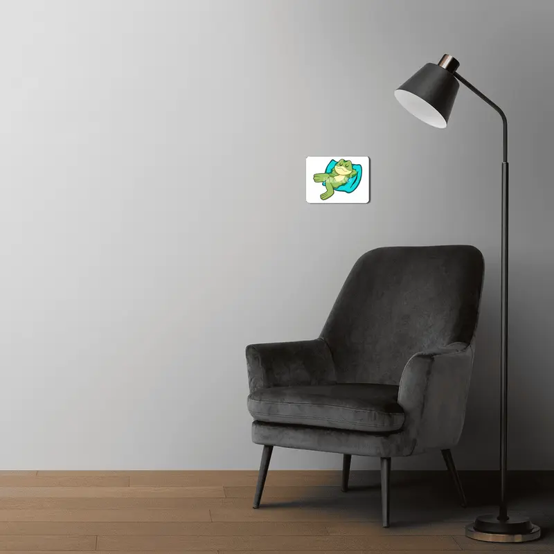 Frog at Sleeping with Pillow MDF Tablo