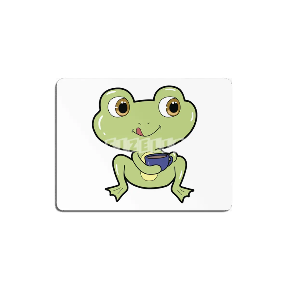 Frog with Cup of Coffee MDF Tablo