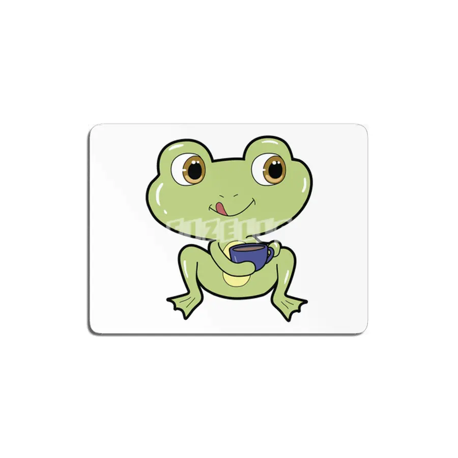 Frog with Cup of Coffee MDF Tablo
