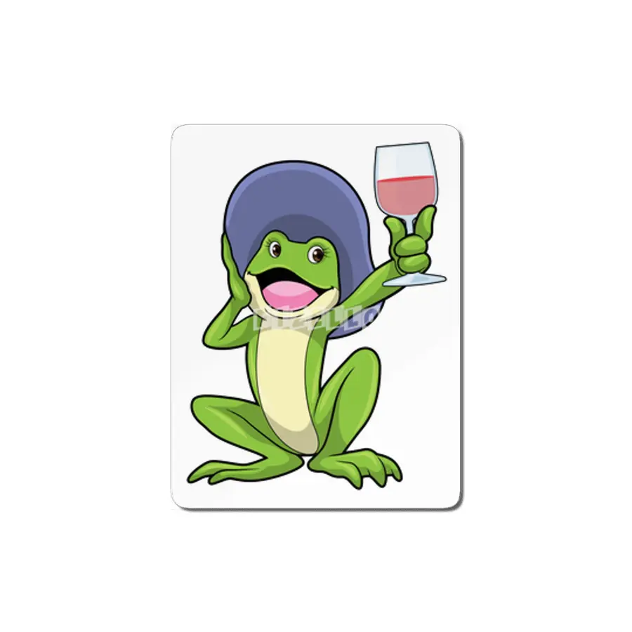 Frog with Glass of Red wine & Hat MDF Tablo