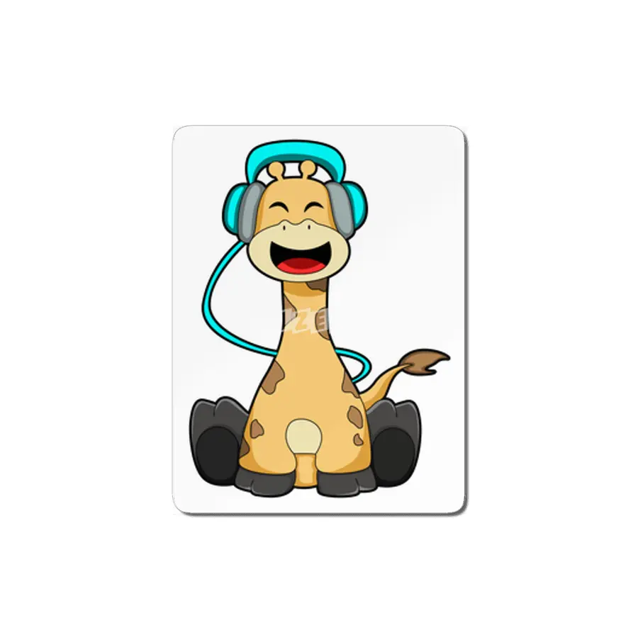 Giraffe at Music with Headphone MDF Tablo