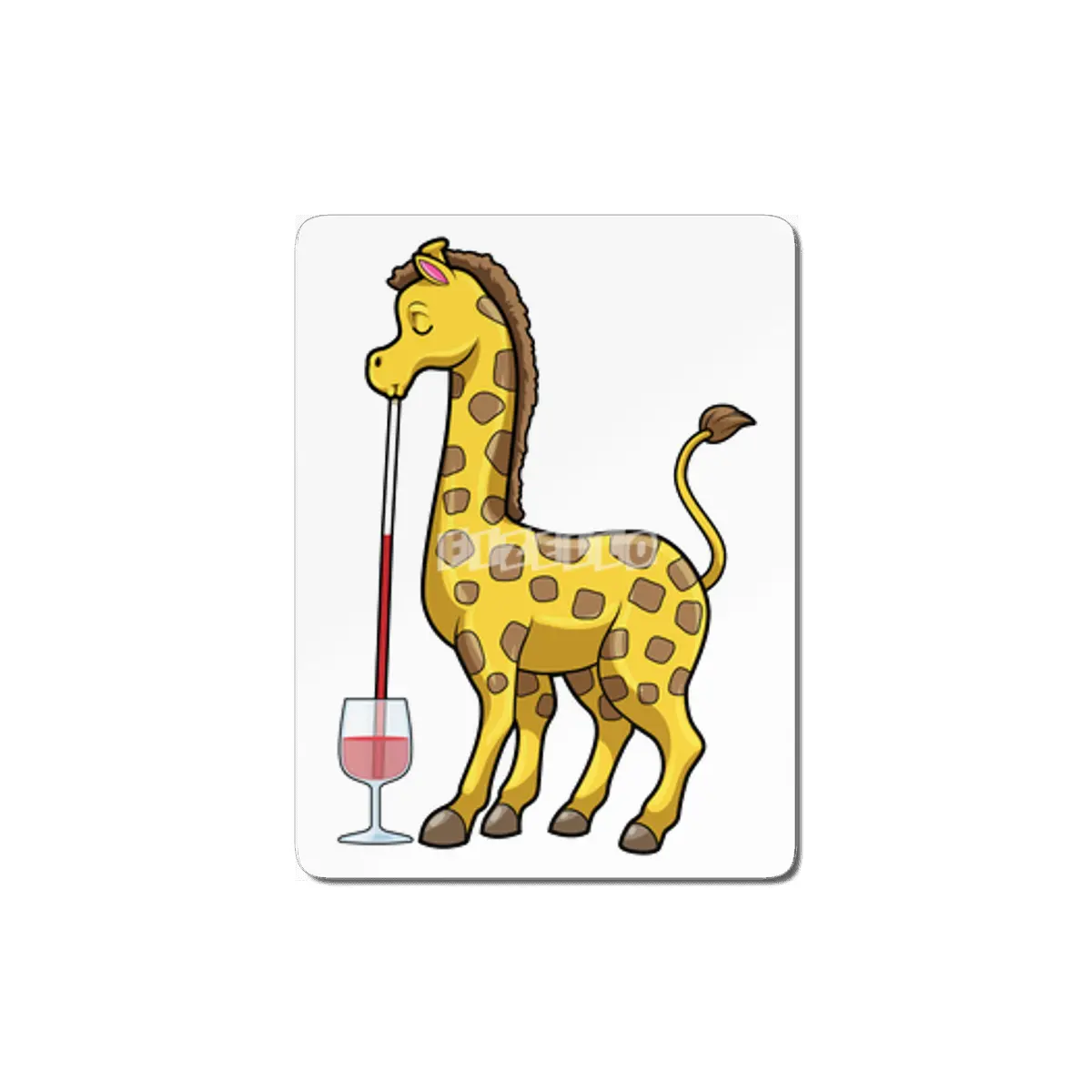 Giraffe at Party with Glass of Red wine MDF Tablo