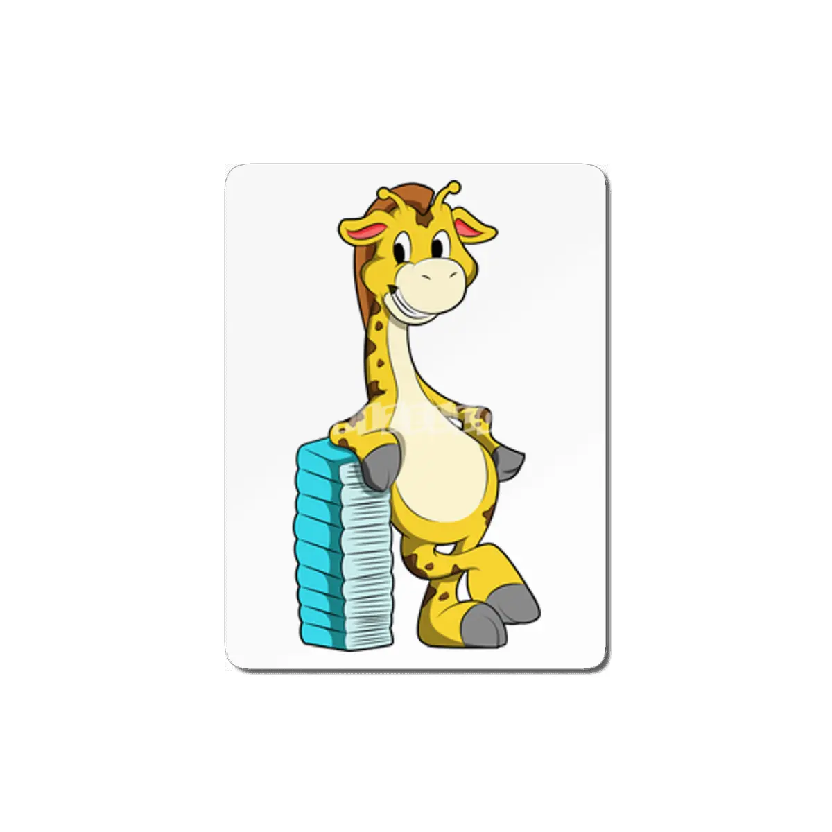 Giraffe with Stack of Books MDF Tablo