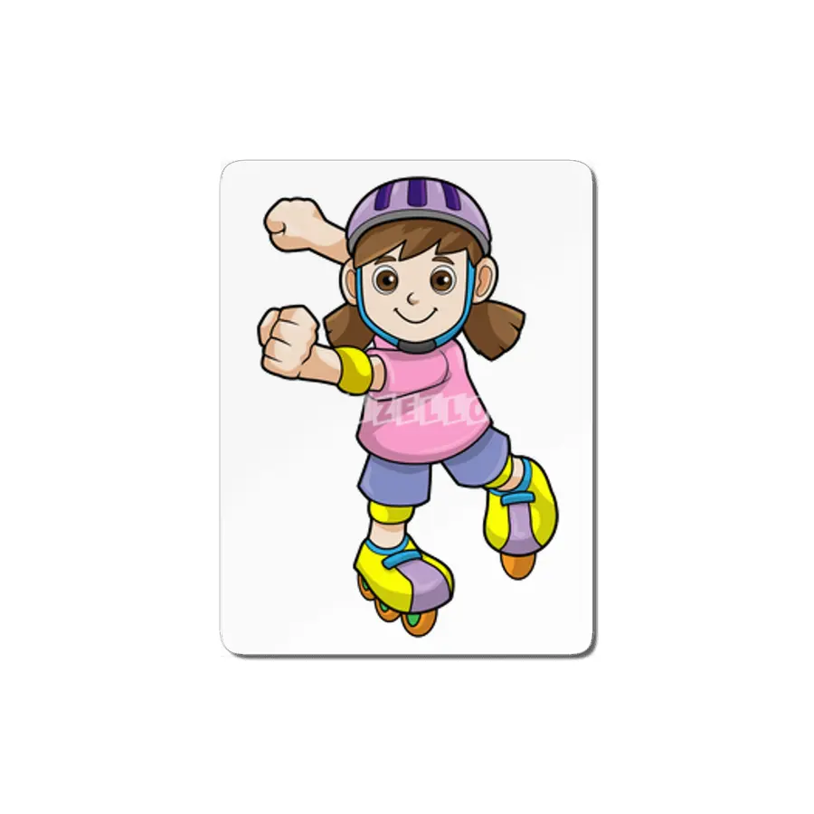 Girl as Skater with Inline skates & Helmet MDF Tablo