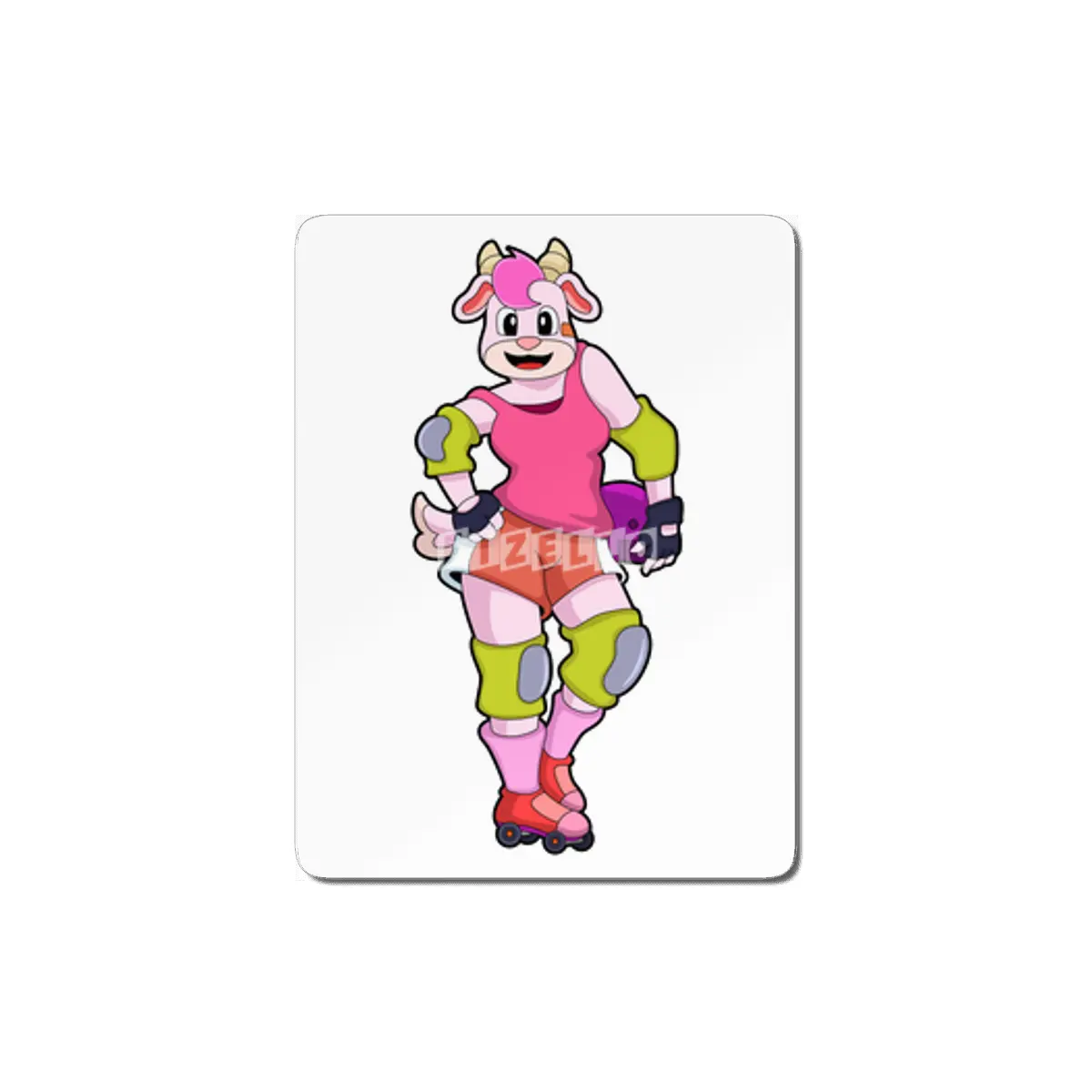 Goat as Inline Skater with Inline Skates MDF Tablo