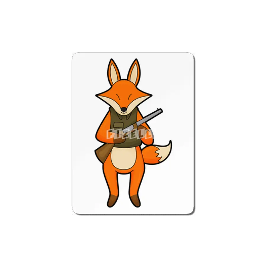Fox as Hunter with Gun MDF Tablo