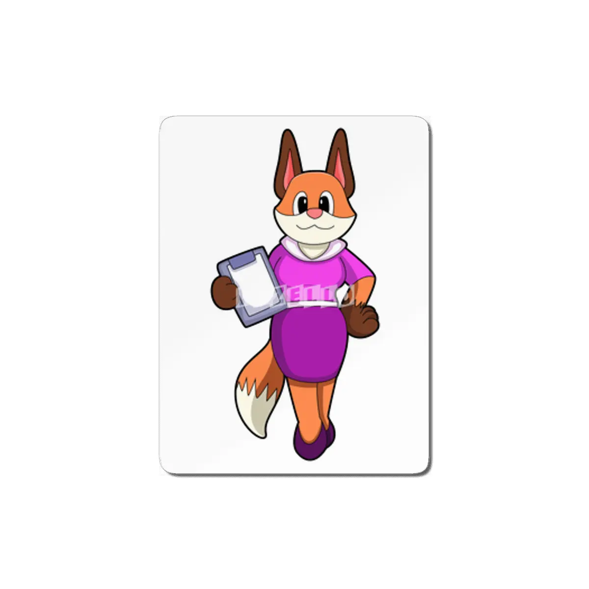 Fox as Secretary with Skirt MDF Tablo