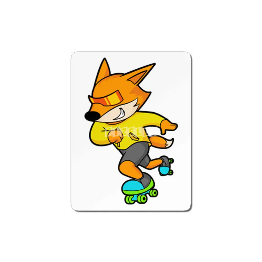 Fox as Skater with Roller skates MDF Tablo