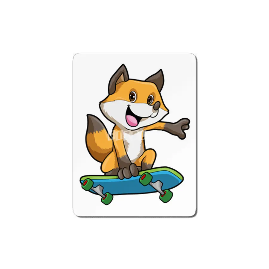 Fox as Skater with Skateboard MDF Tablo