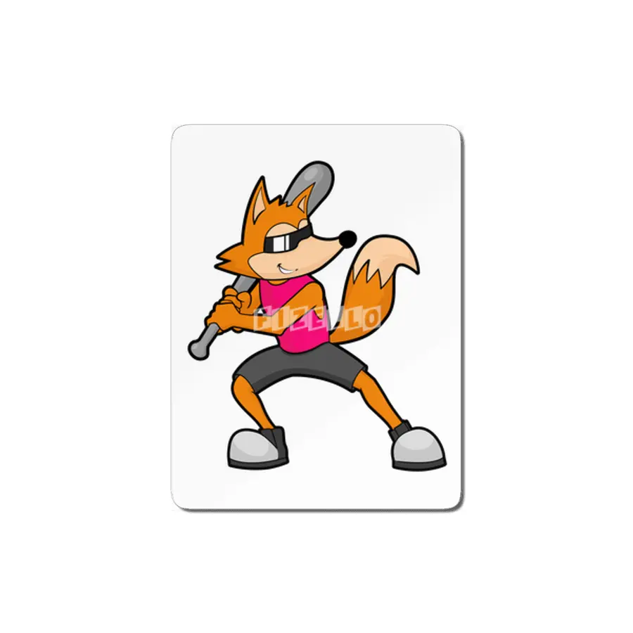 Fox at Baseball with Baseball bat MDF Tablo