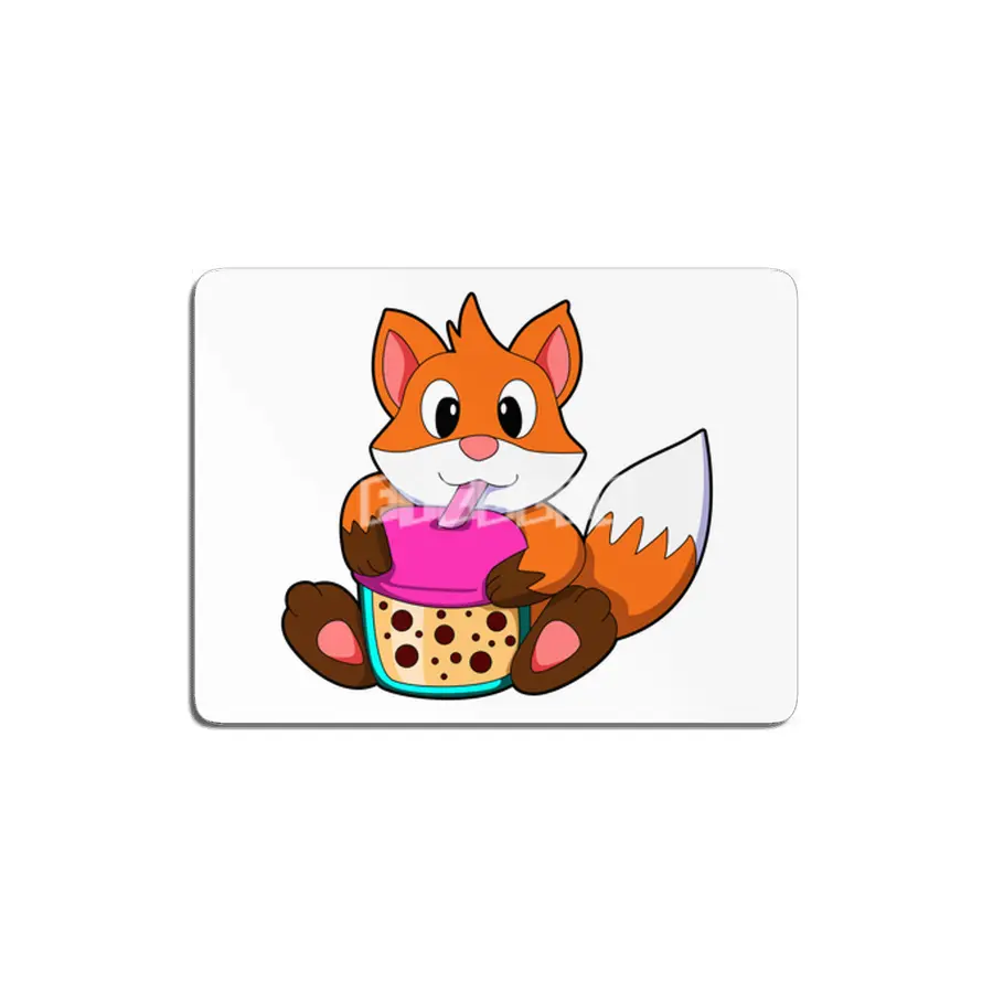 Fox at Drinking a Drink with Drinking straw MDF Tablo