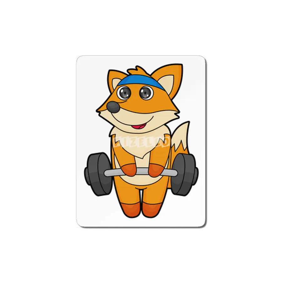 Fox at Fitness with Barbell MDF Tablo