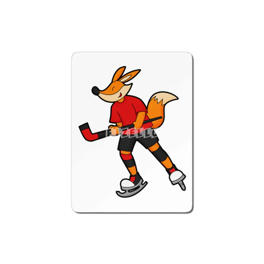 Fox at Ice hockey with Ice hockey stick MDF Tablo