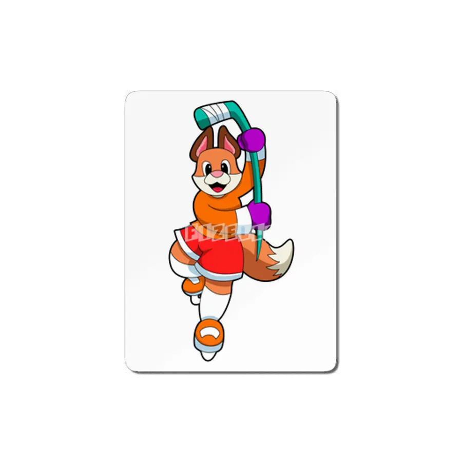 Fox at Ice hockey with Ice hockey stick MDF Tablo
