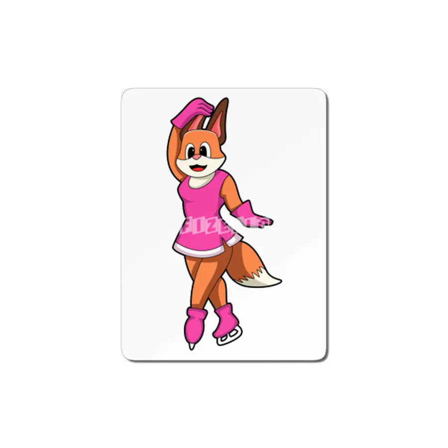 Fox at Ice skating with Ice skates MDF Tablo