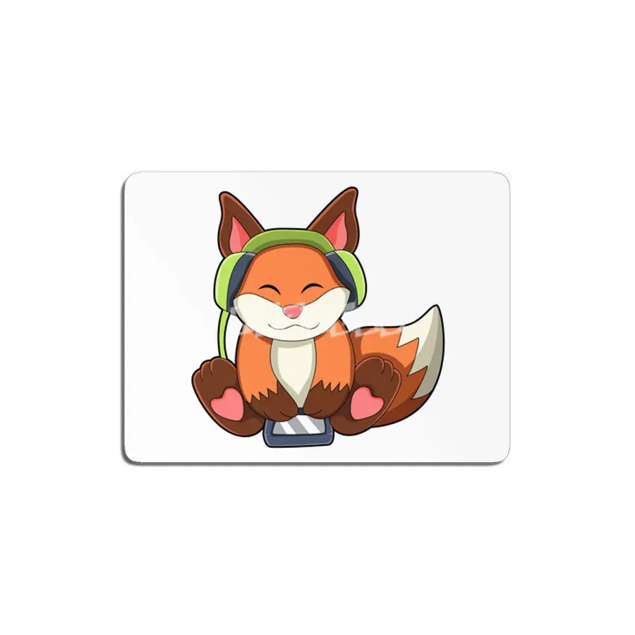 Fox at Music with Headphone MDF Tablo