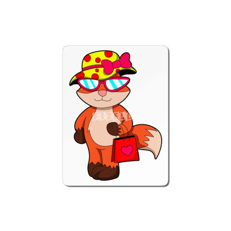 Fox at Shopping with Shopping bag & Hat MDF Tablo