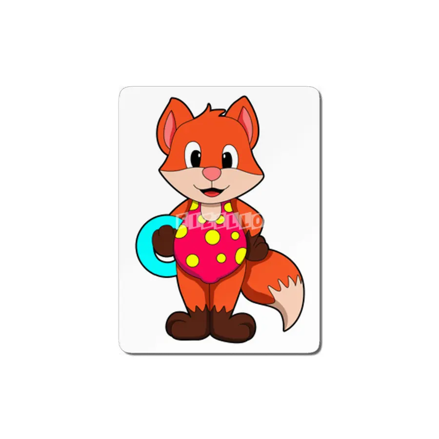 Fox at Swimming with Swim ring MDF Tablo