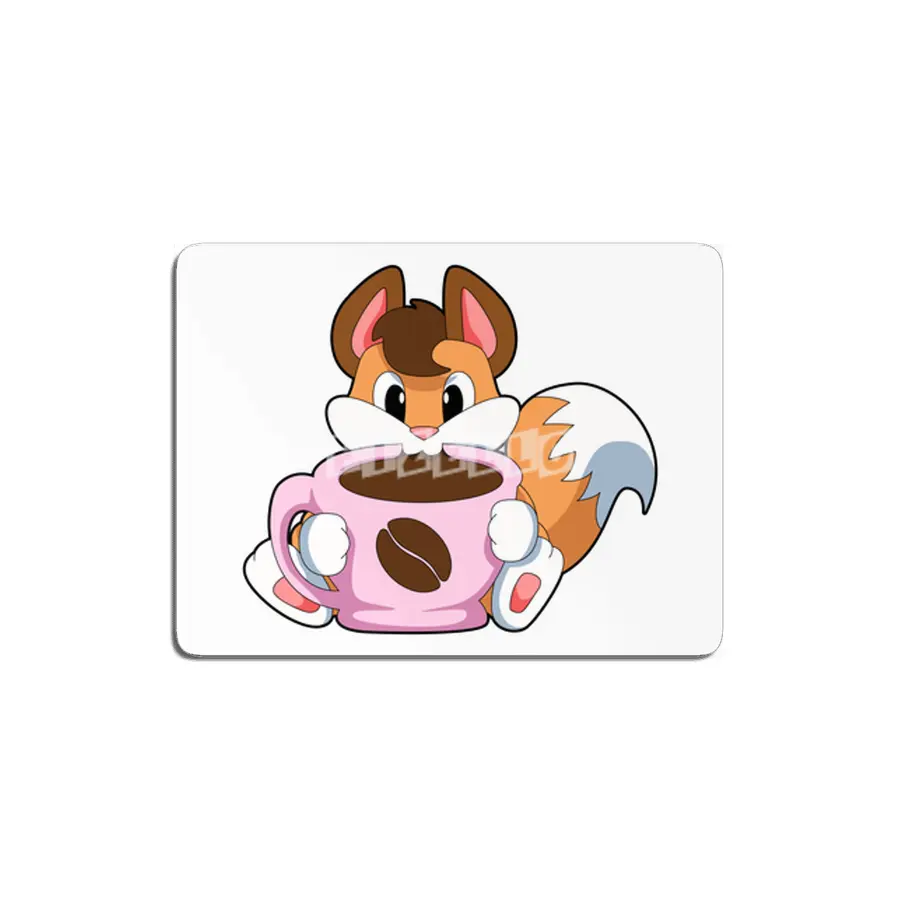 Fox with Cup of Coffee MDF Tablo