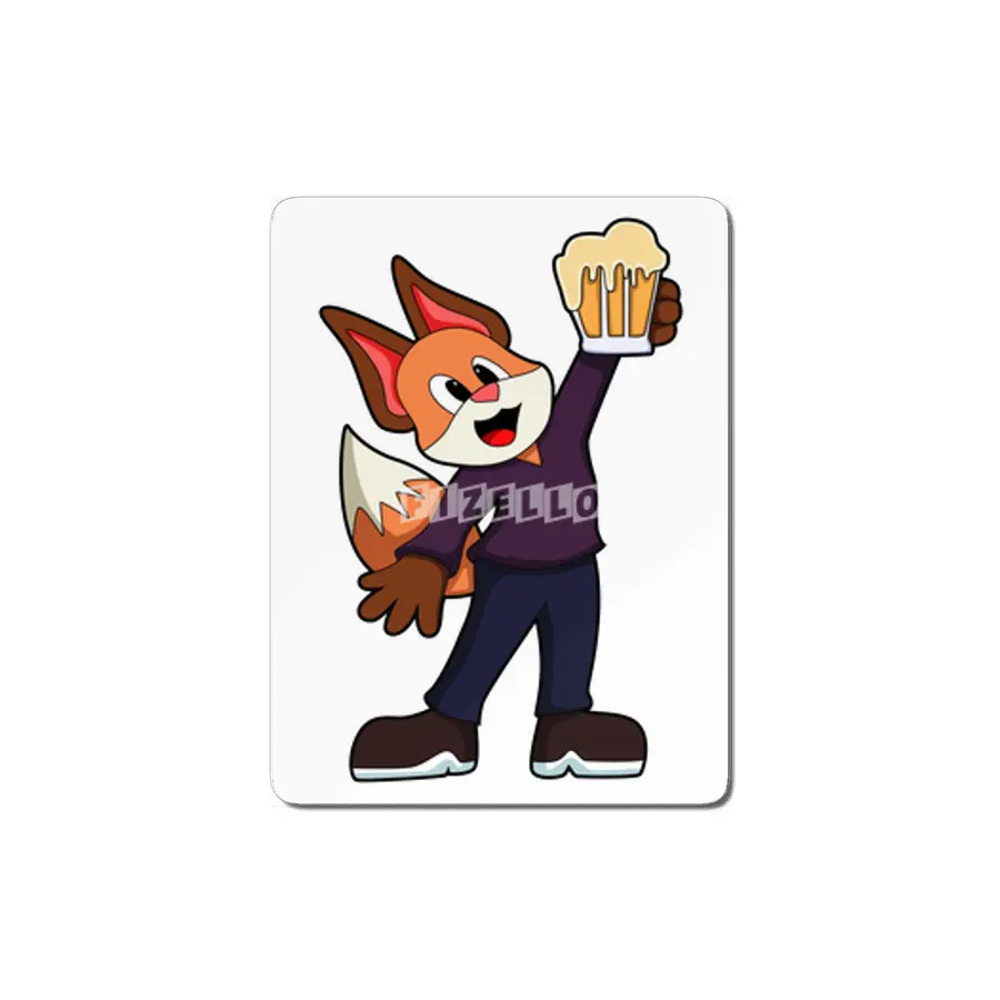 Fox with Glass of Beer MDF Tablo