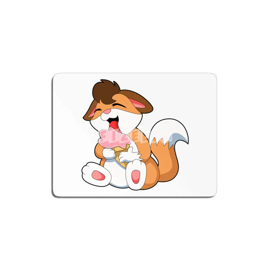 Fox with Strawberry Ice cream MDF Tablo