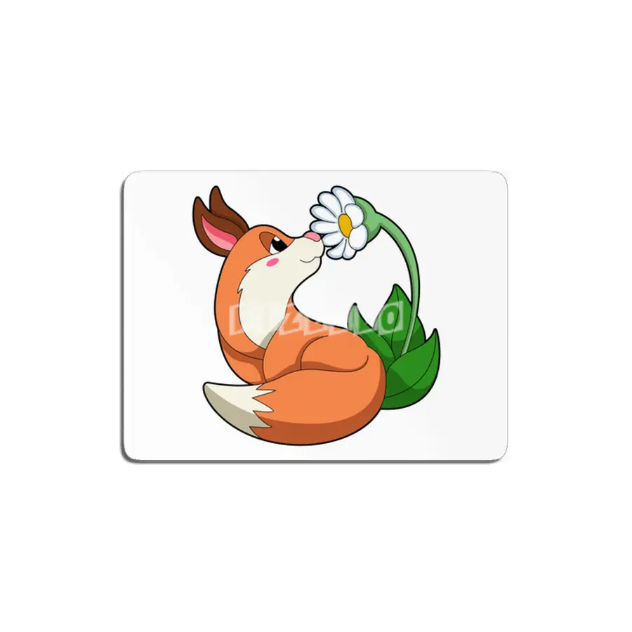 Fox with white Flower MDF Tablo