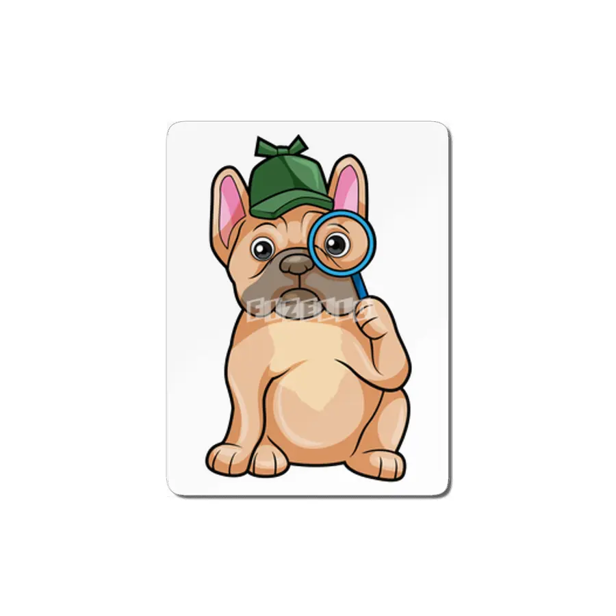 French bulldog as Detective with Magnifying glass MDF Tablo