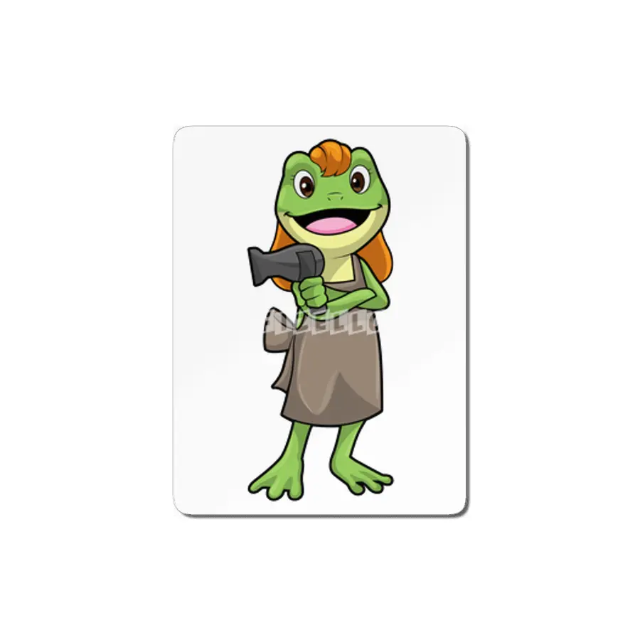 Frog as Hairdresser with Hairdryer MDF Tablo