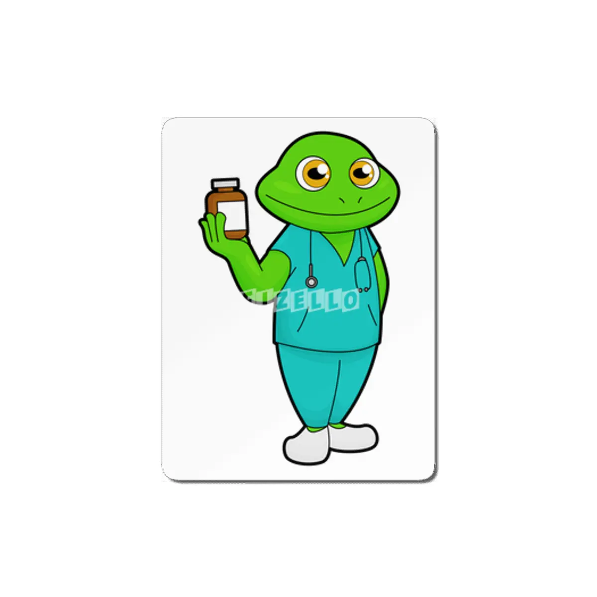 Frog as Nurse with Medicine & Stethoscope MDF Tablo