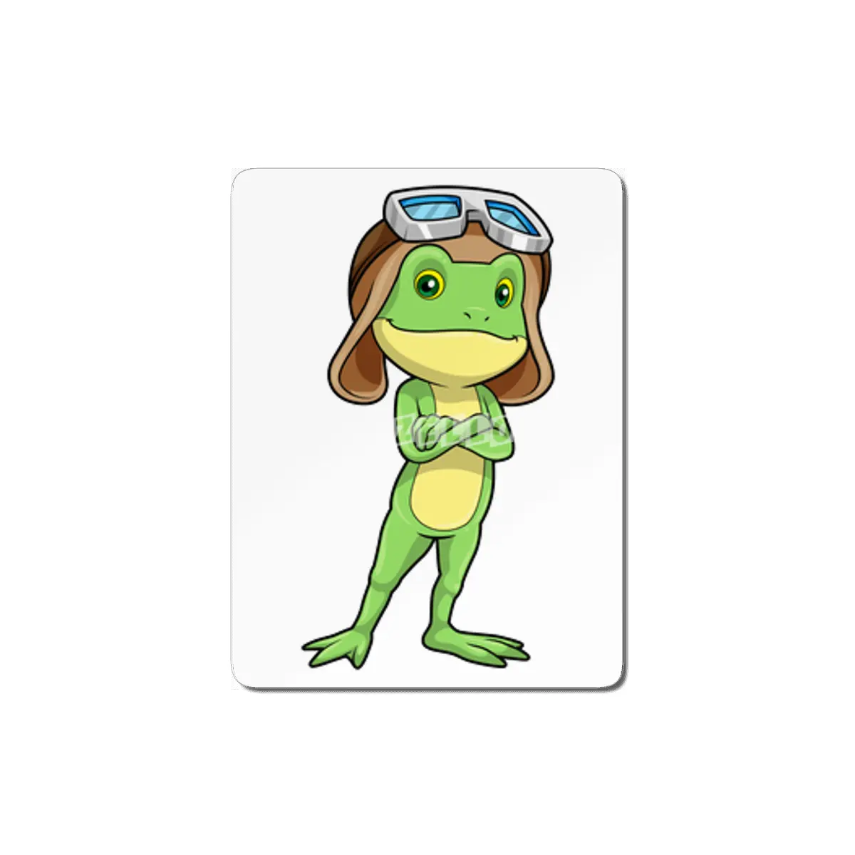 Frog as Pilot with Hat & Glasses MDF Tablo