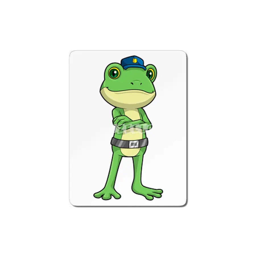 Frog as Police officer with Police hat MDF Tablo