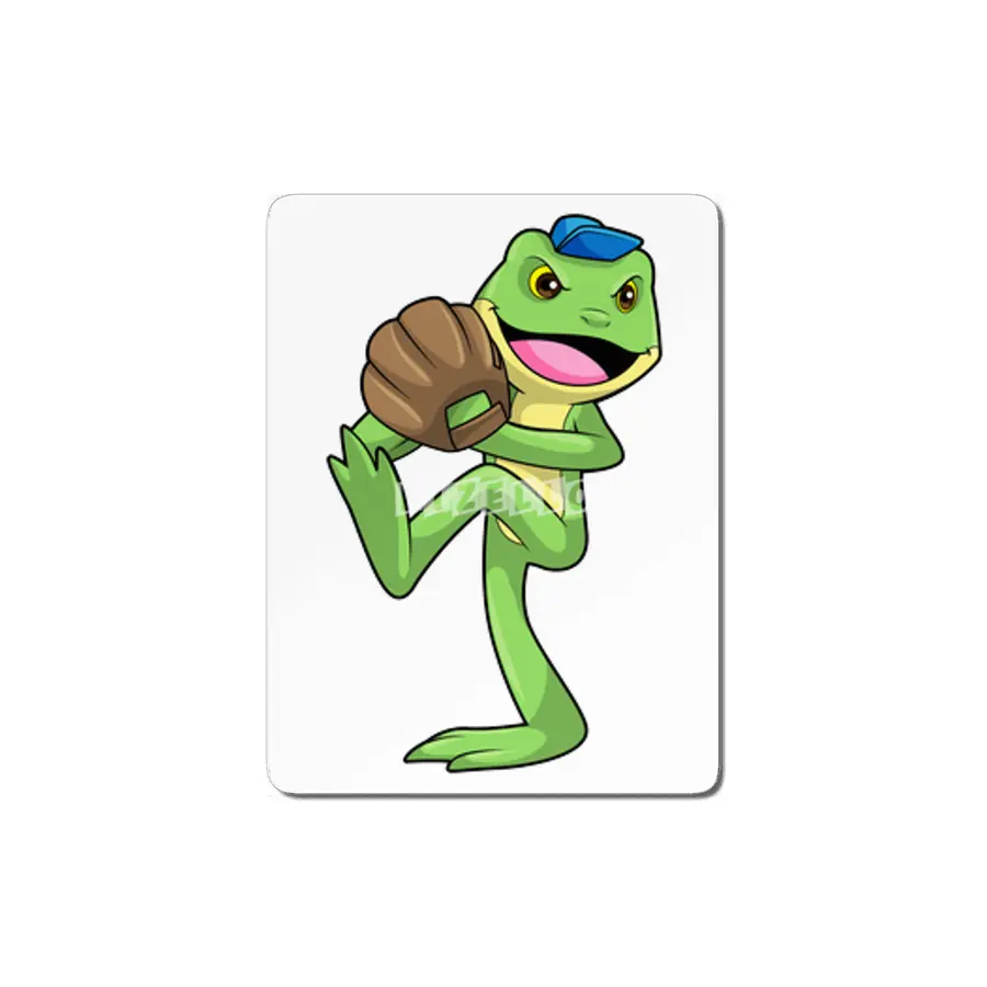 Frog at Baseball with Gloves MDF Tablo