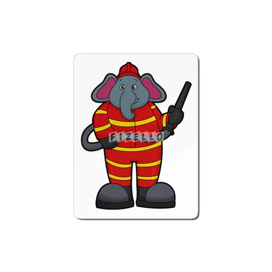 Elephant as Firefighter with Hose MDF Tablo